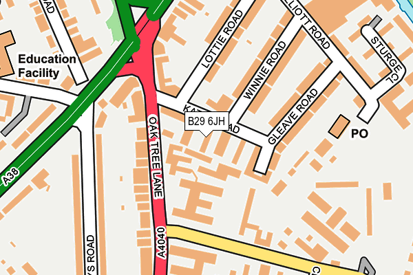 B29 6JH map - OS OpenMap – Local (Ordnance Survey)