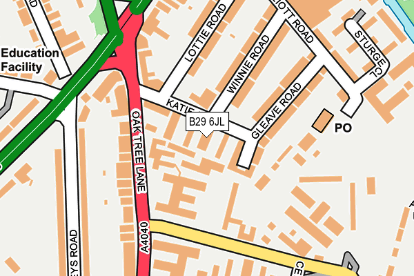B29 6JL map - OS OpenMap – Local (Ordnance Survey)