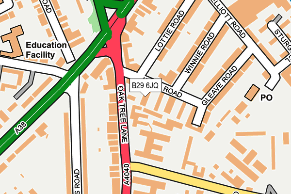 B29 6JQ map - OS OpenMap – Local (Ordnance Survey)