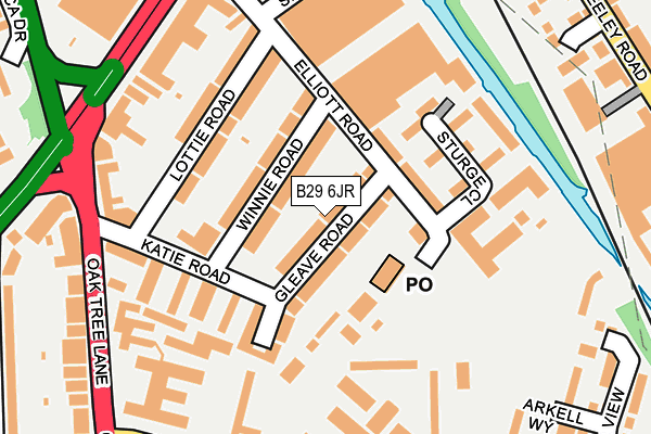 B29 6JR map - OS OpenMap – Local (Ordnance Survey)
