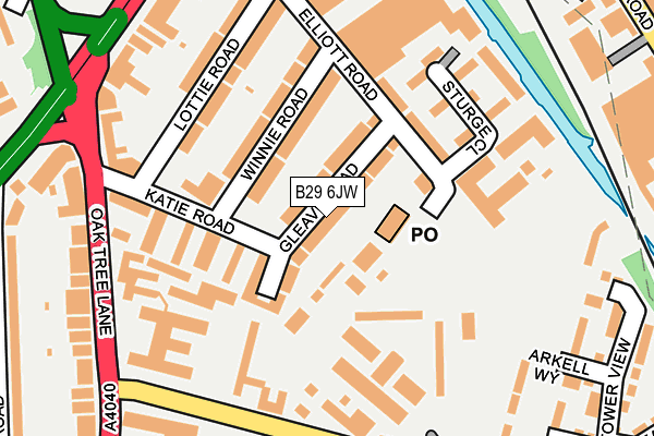 B29 6JW map - OS OpenMap – Local (Ordnance Survey)