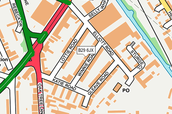 B29 6JX map - OS OpenMap – Local (Ordnance Survey)