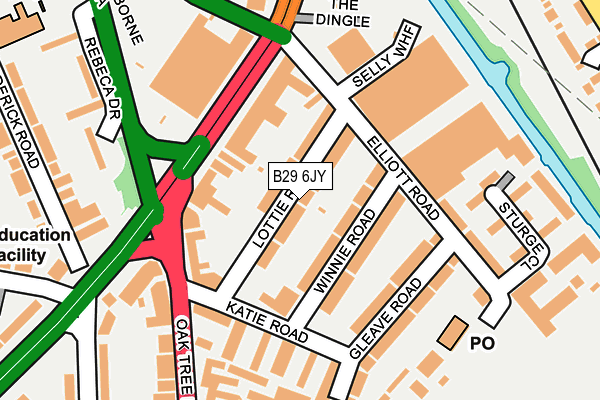 B29 6JY map - OS OpenMap – Local (Ordnance Survey)
