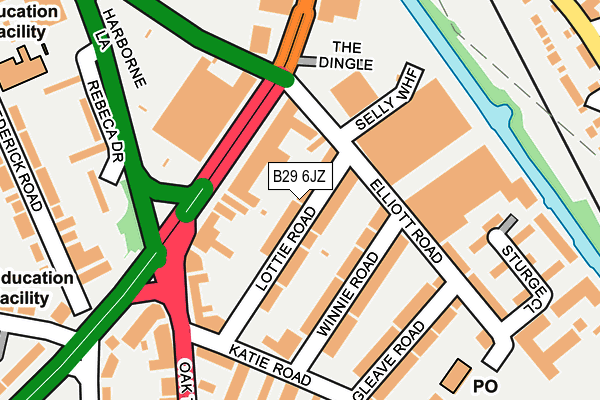 B29 6JZ map - OS OpenMap – Local (Ordnance Survey)
