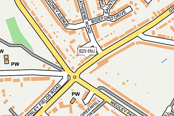 B29 6NJ map - OS OpenMap – Local (Ordnance Survey)