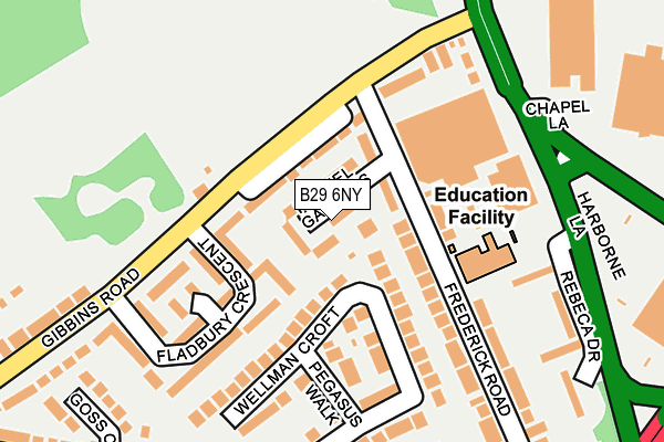 B29 6NY map - OS OpenMap – Local (Ordnance Survey)