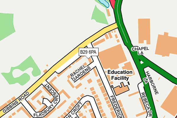 B29 6PA map - OS OpenMap – Local (Ordnance Survey)