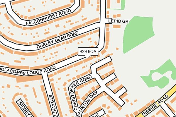 B29 6QA map - OS OpenMap – Local (Ordnance Survey)