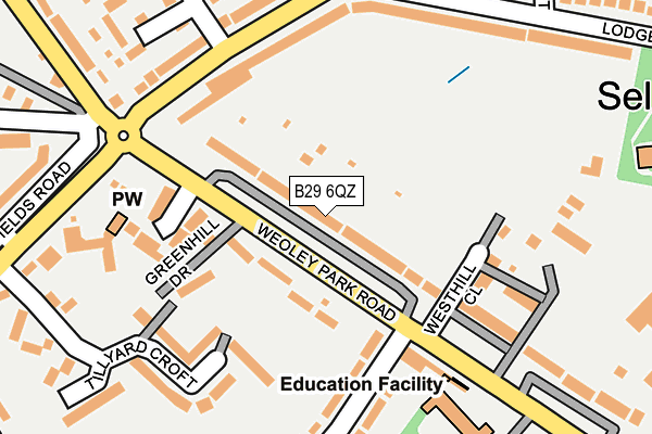 B29 6QZ map - OS OpenMap – Local (Ordnance Survey)