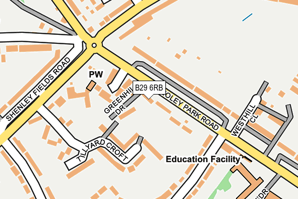 B29 6RB map - OS OpenMap – Local (Ordnance Survey)