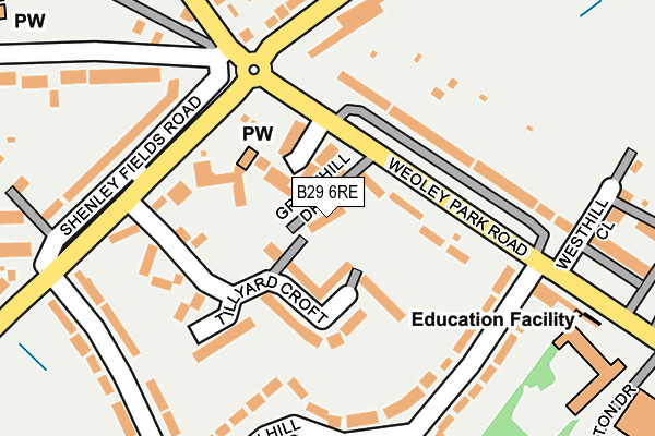 B29 6RE map - OS OpenMap – Local (Ordnance Survey)