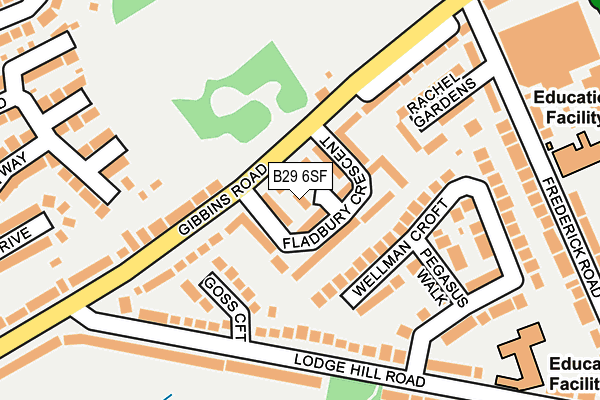 B29 6SF map - OS OpenMap – Local (Ordnance Survey)