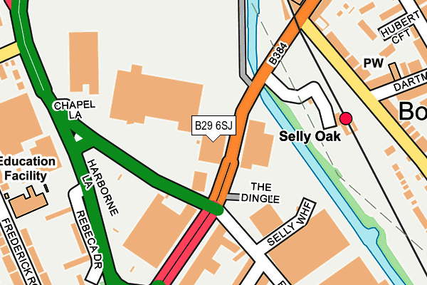 B29 6SJ map - OS OpenMap – Local (Ordnance Survey)