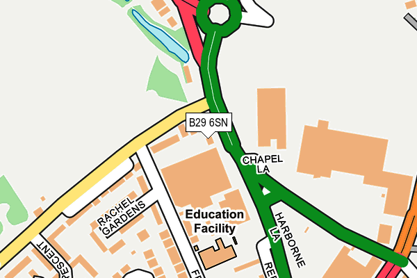 B29 6SN map - OS OpenMap – Local (Ordnance Survey)