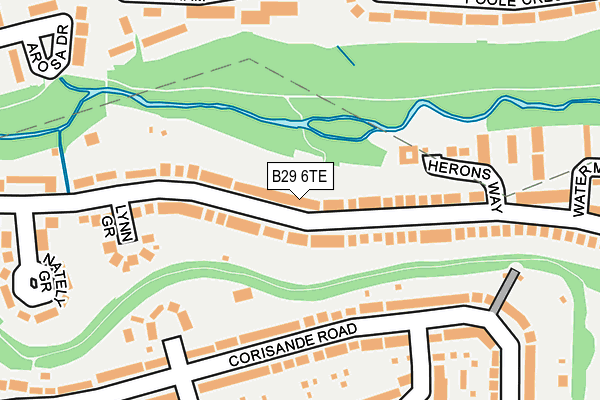 B29 6TE map - OS OpenMap – Local (Ordnance Survey)