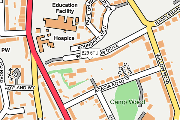 B29 6TU map - OS OpenMap – Local (Ordnance Survey)