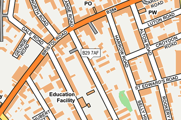 B29 7AF map - OS OpenMap – Local (Ordnance Survey)
