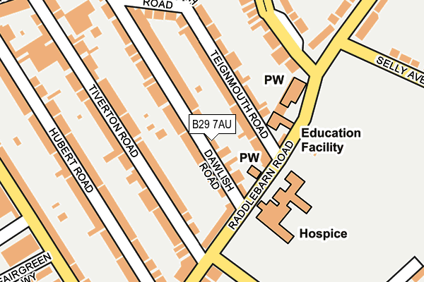 B29 7AU map - OS OpenMap – Local (Ordnance Survey)
