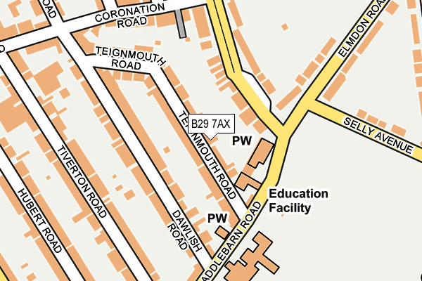 B29 7AX map - OS OpenMap – Local (Ordnance Survey)