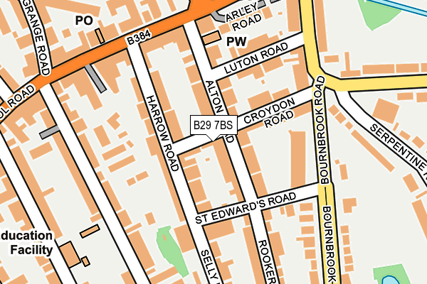 B29 7BS map - OS OpenMap – Local (Ordnance Survey)