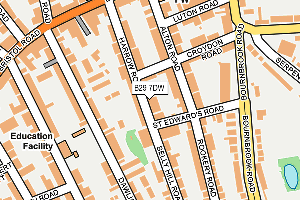 B29 7DW map - OS OpenMap – Local (Ordnance Survey)