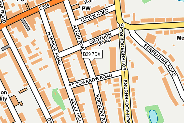 B29 7DX map - OS OpenMap – Local (Ordnance Survey)