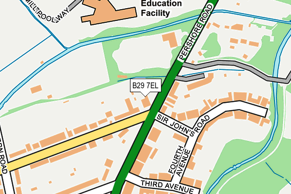 B29 7EL map - OS OpenMap – Local (Ordnance Survey)