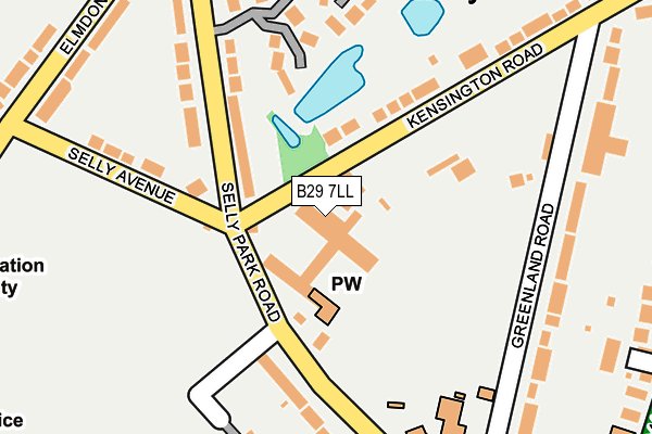B29 7LL map - OS OpenMap – Local (Ordnance Survey)