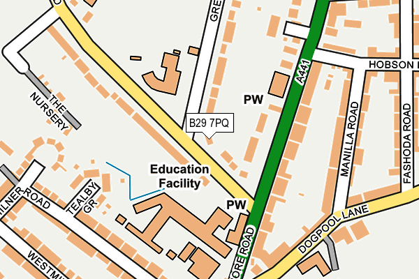 B29 7PQ map - OS OpenMap – Local (Ordnance Survey)