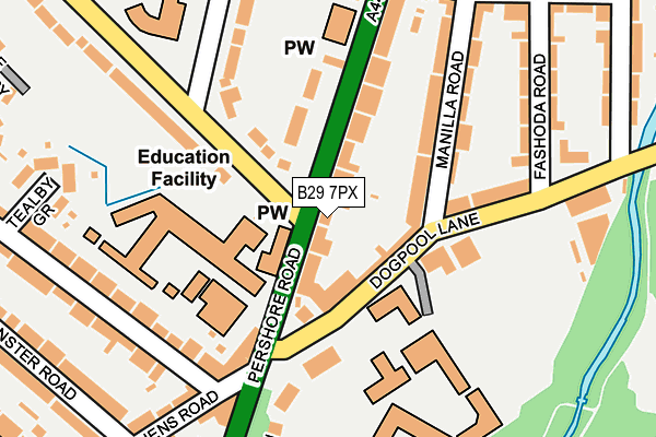 B29 7PX map - OS OpenMap – Local (Ordnance Survey)