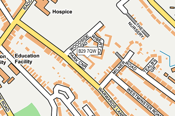 B29 7QW map - OS OpenMap – Local (Ordnance Survey)