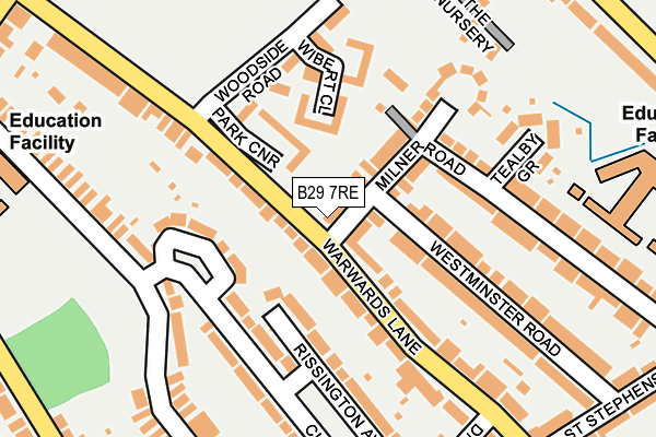 B29 7RE map - OS OpenMap – Local (Ordnance Survey)