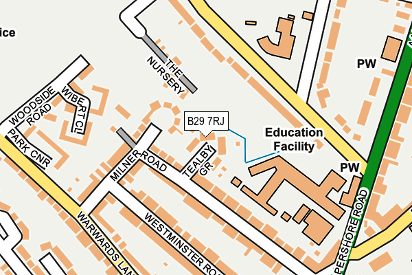 B29 7RJ map - OS OpenMap – Local (Ordnance Survey)