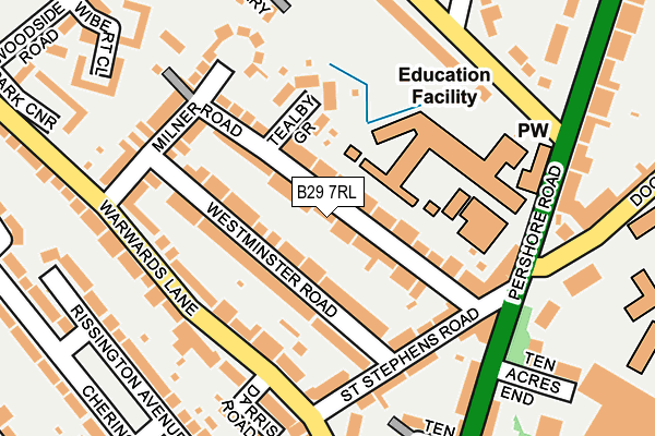 B29 7RL map - OS OpenMap – Local (Ordnance Survey)