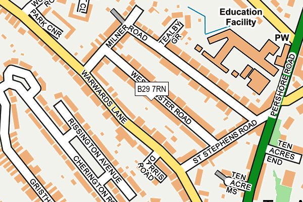 B29 7RN map - OS OpenMap – Local (Ordnance Survey)