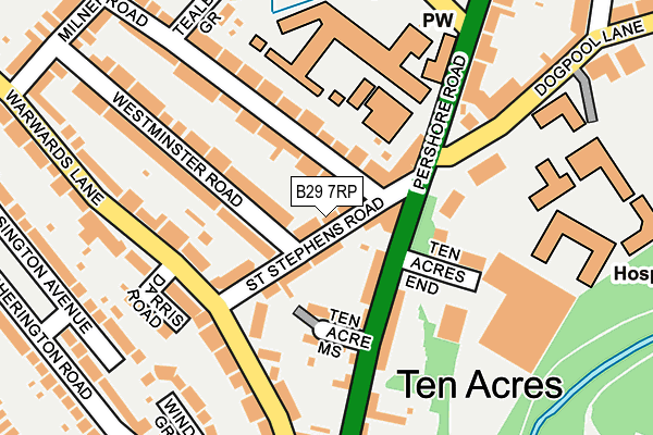 B29 7RP map - OS OpenMap – Local (Ordnance Survey)