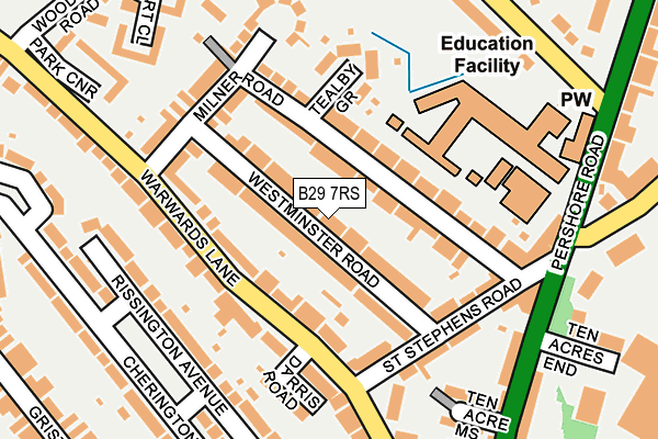 B29 7RS map - OS OpenMap – Local (Ordnance Survey)