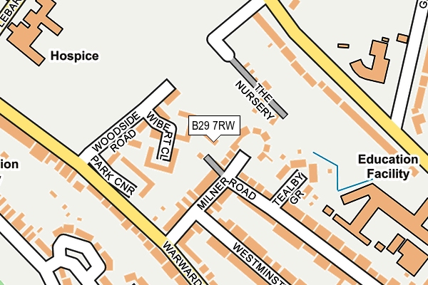 B29 7RW map - OS OpenMap – Local (Ordnance Survey)