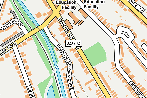 B29 7RZ map - OS OpenMap – Local (Ordnance Survey)