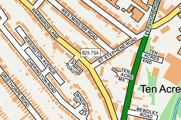 B29 7SA map - OS OpenMap – Local (Ordnance Survey)