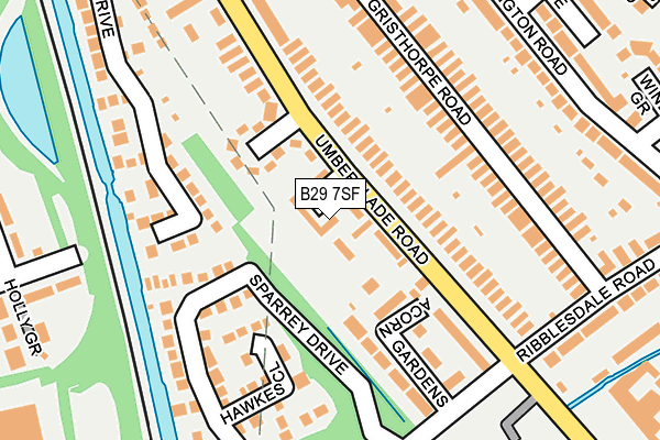 B29 7SF map - OS OpenMap – Local (Ordnance Survey)