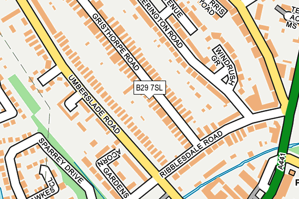 B29 7SL map - OS OpenMap – Local (Ordnance Survey)