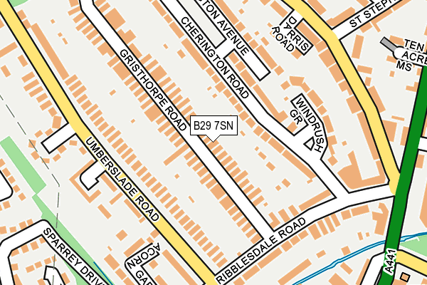 B29 7SN map - OS OpenMap – Local (Ordnance Survey)