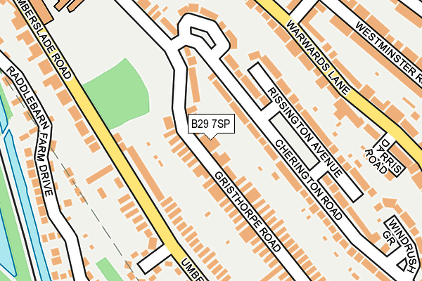 B29 7SP map - OS OpenMap – Local (Ordnance Survey)