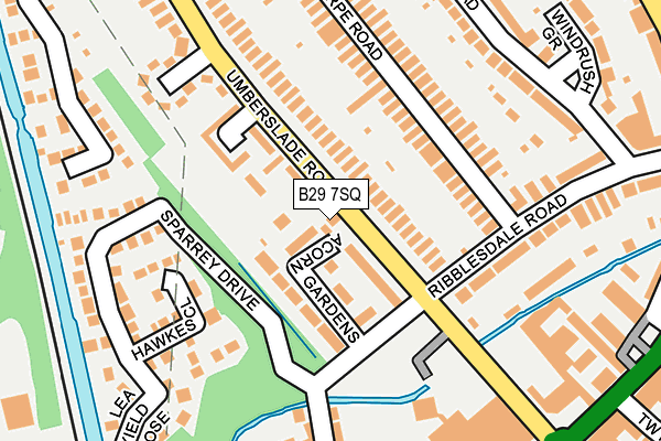 B29 7SQ map - OS OpenMap – Local (Ordnance Survey)