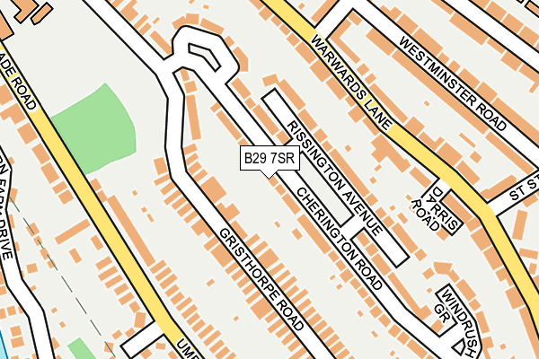B29 7SR map - OS OpenMap – Local (Ordnance Survey)