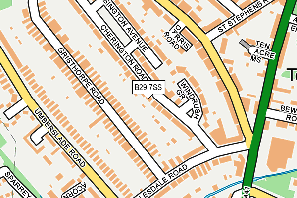 B29 7SS map - OS OpenMap – Local (Ordnance Survey)