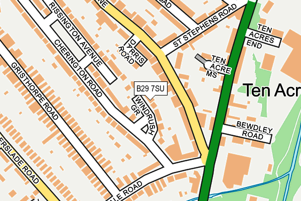 B29 7SU map - OS OpenMap – Local (Ordnance Survey)