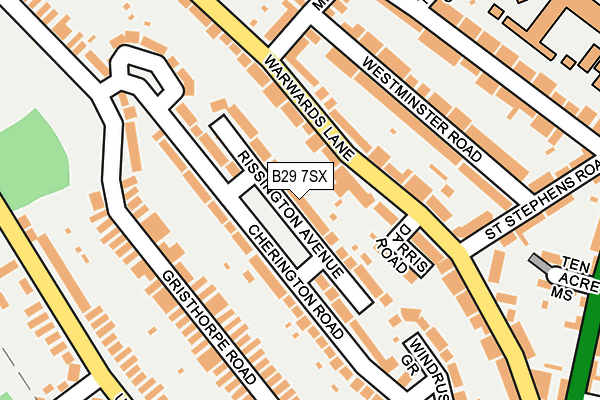B29 7SX map - OS OpenMap – Local (Ordnance Survey)