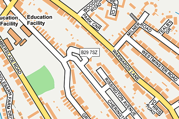 B29 7SZ map - OS OpenMap – Local (Ordnance Survey)